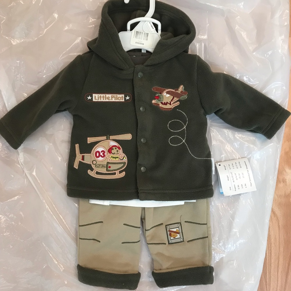PETITE BEARS 3 pc baby pilot outfit 0-3 mo